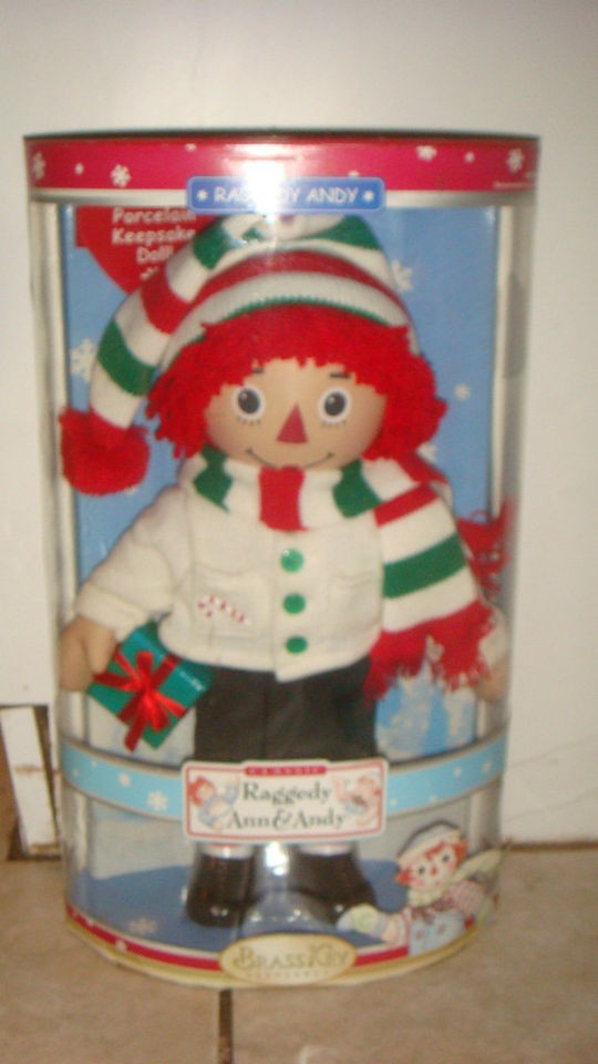 Brass Key Keepsake RAGGEDY ANDY Porcelain Christmas Holiday Doll