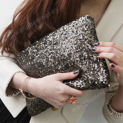 NWT Sparkle Sequin Spangle Clutch Pouch Evening Bag Wallet Coin Purse 