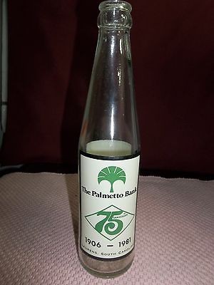 VINTAGE THE PALMETTO BANK 1906   1981 SODA BOTTLE LAURENS, SC