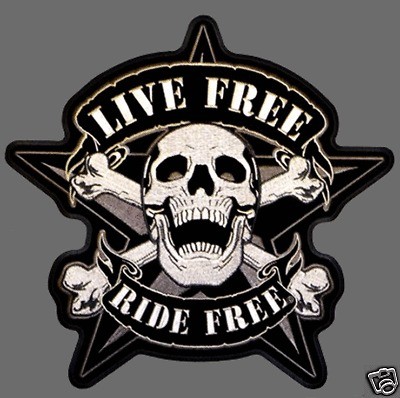 SKULL BONES LIVE FREE CAMO SKULL 11 INCH JACKET VEST BIKER PATCH