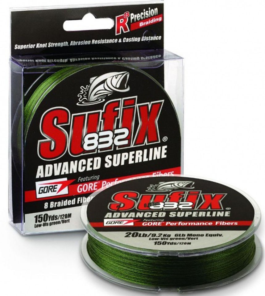 Sufix 832 Braid Lo Vis Green 300yds CHOOSE YOUR SIZE