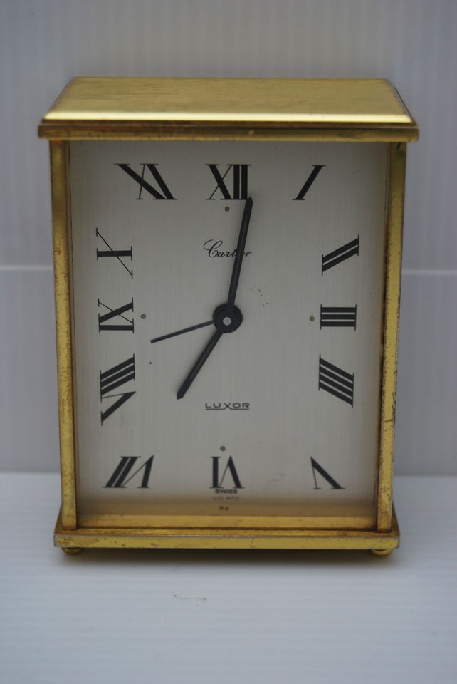 Cartier Luxor Vintage Desk Roman Numerals Clock Swiss Made Brass