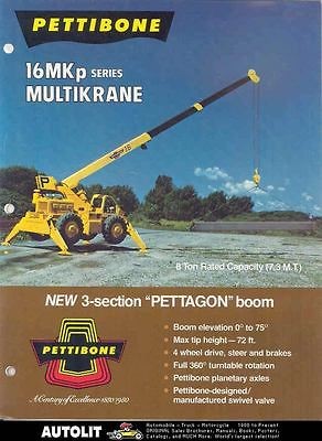 1981 Pettibone Pettagon 16MKP 8Ton Crane Truck Brochure