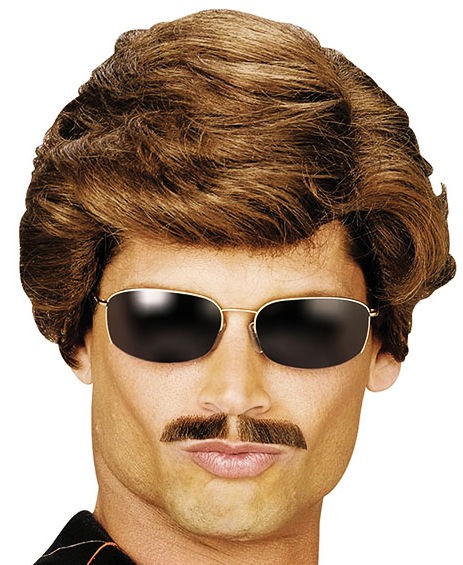 Brown George Michael Wig What Casanova Ymca Police Man Fancy Dress