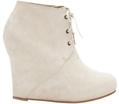 Opening Ceremony Wedge Lace Up Bootie  Suede Bone   Sz 38