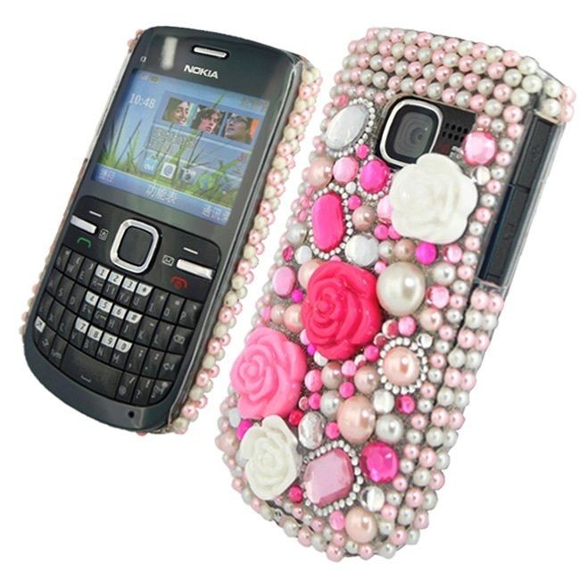   SERIES BLING FLOWER RHINESTONE HOT PINK MOBILE PHONE CASE COVER