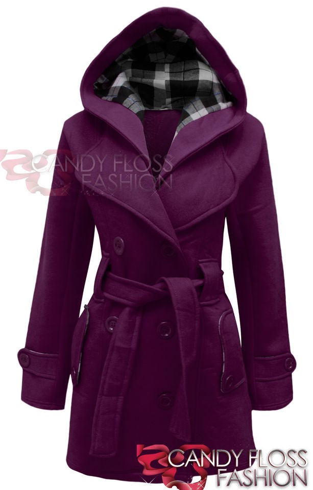 NEW LADIES HOODED BELTED FLEECE JACKET WOMENS COAT TOP SIZES 8 10 12 