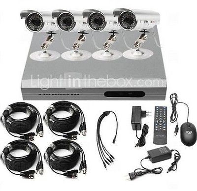 Channel CCTV DVR Kit H. 264 4x Outdoor Waterproof Night Vision IR 