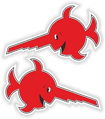 2X STICKERS LAUGHING SAWFISH German submarine u boat red Aufkleber