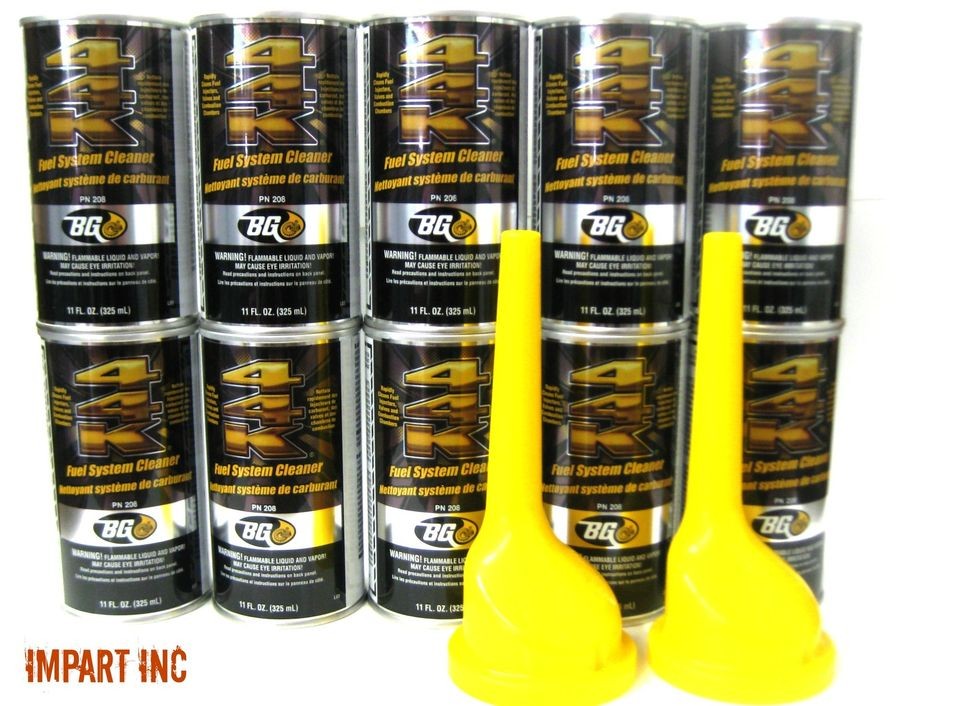 BG 44K BG44K Fuel System Cleaner Power Enhancer 10 Cans With 2 Funnels