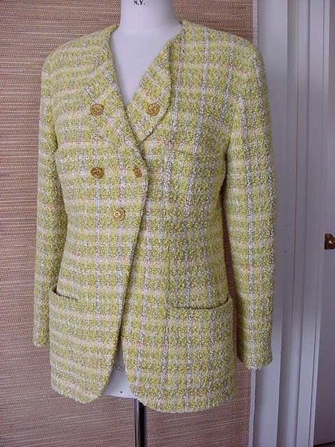 CHANEL Jacket Vintage Fantasy Tweed Unique clrs design 8 MINT