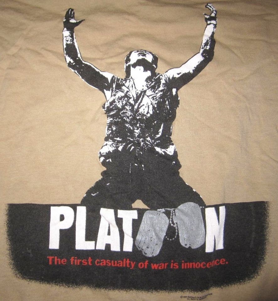 VINTAGE 80S 1986 PLATOON WAR PROMO MOVIE T SHIRT SMALL CHARLIE SHEEN