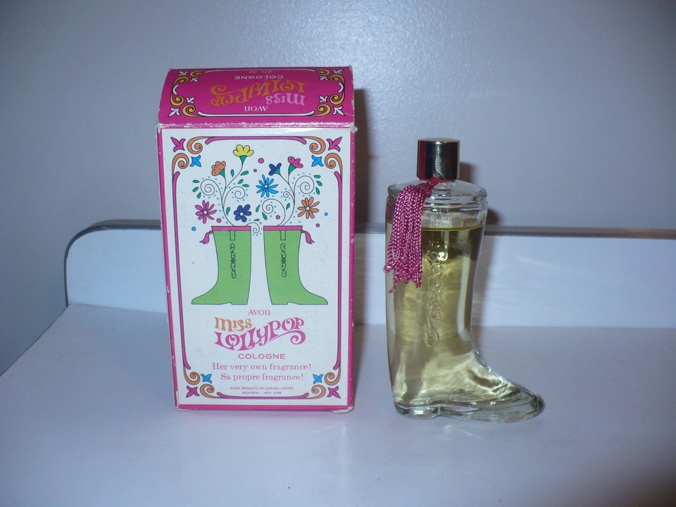 VINTAGE AVON BILINGUAL CHILDRENS PERFUME MISS LOLLYPOP BOOT BOTTLE 