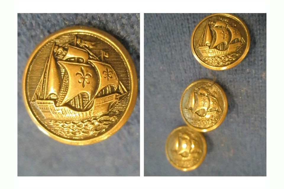 CHRISTOPHER COLUMBUS SAILING SHIP BRONZE COLOR METAL 3 BLAZER JACKET 