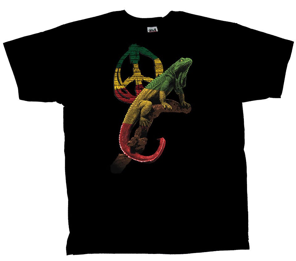 Peace Iguana T shirt Peace Sign & Reptile large
