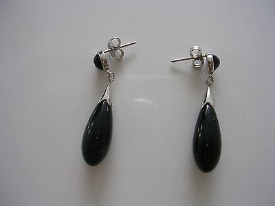 STERLING SILVER ELONGATED SHAPE ONYX DANGLE EARRINGS FROM SHOPNBC