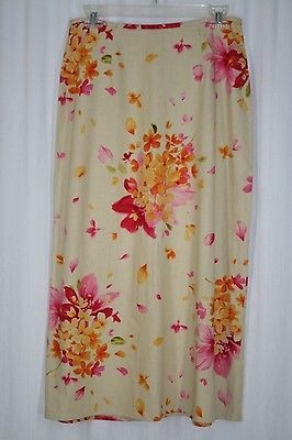 Liz Claiborne 28 in waist tan maxi skirt floral print