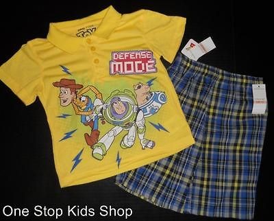 TOY STORY Toddler Boys 2T 3T 4T Set OUTFIT Shirt Shorts BUZZ & WOODY 