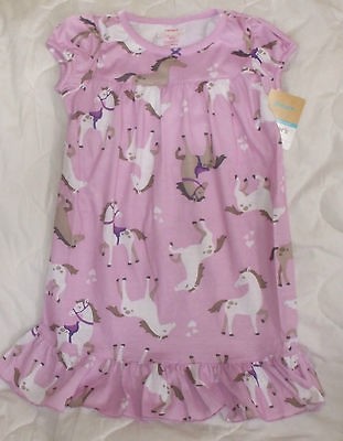 NWT Sz 4 5 Carters Nightgown Pajamas Purple Pony Horse Girls