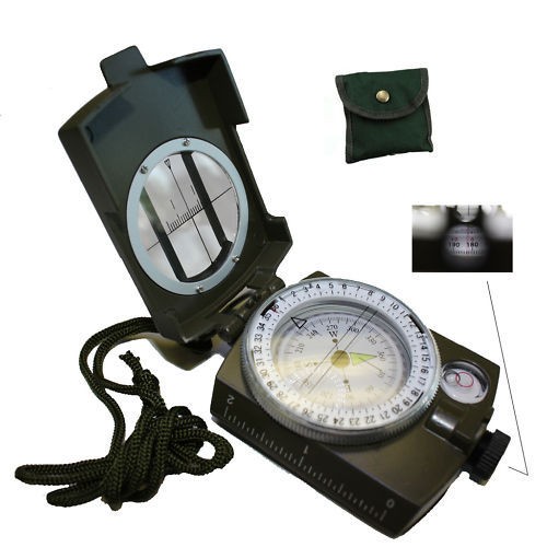 Military Army Compass with Neck Strap Belt Carry Pouch