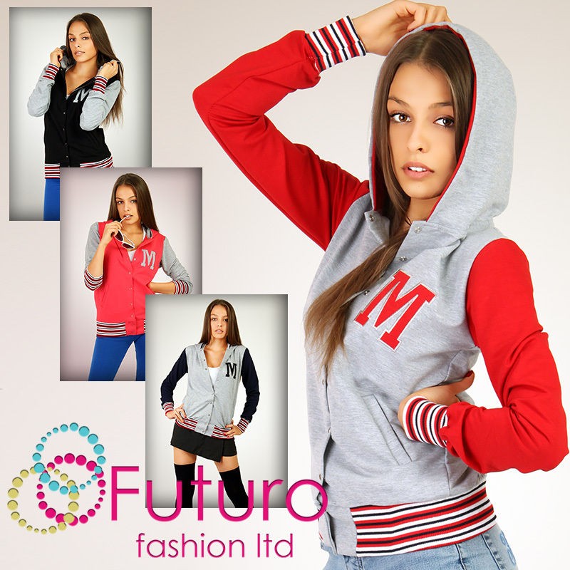   Baseball Hooded ☼ Girls College Style Jacket Size 8   12 FT973