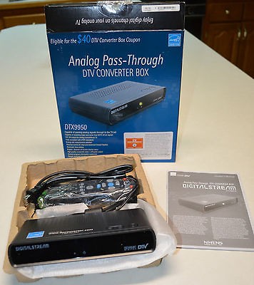 NIB Analog Pass Through DTV Converter Box w/ Universal Remote, Digital 