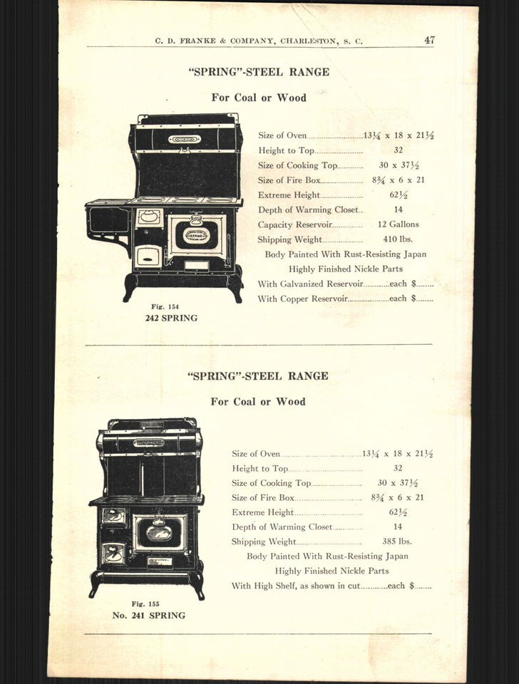 1910 AD 6 Page Hardwick Premier Spring Columbia Wood Coal Cast Iron 