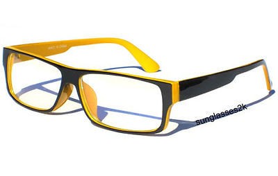   YELLOW FRAME CLEAR LENS POLITE COOL NERD HIPSTER RETRO GLASSES New