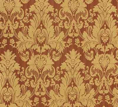 COPPER & GOLD FAUX SILK DAMASK JACQUARD 56W FABRIC DOUBLE SIDE BY 