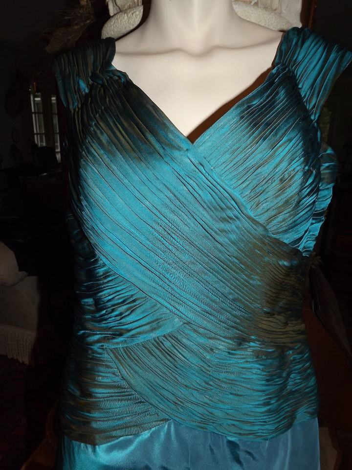 LianCarlo Couture Silk Full Length Dress   Deep Aqua   Gorgeous 