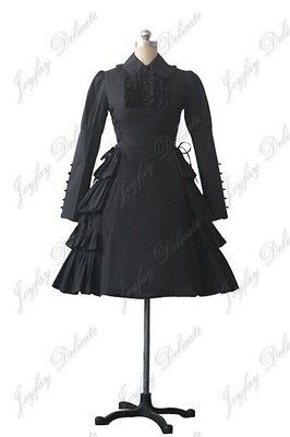 Gothic Lolita Side Trimmings Dress Cosplay Costume Halloween Clothing 