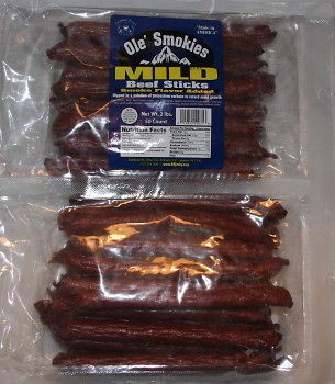 Ole Smokies Beef Sticks   50 loose pieces in 2 saddlebag style 