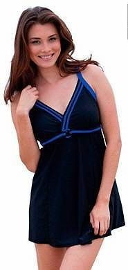 6762 PLUS SIZE 1 piece BLACK with Blue Trim Swimsuit.CLEARANCE Size 