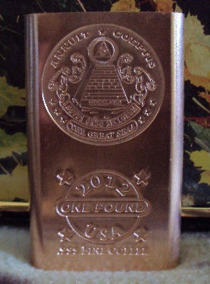 POUND .999 Fine GREAT SEAL Style Copper Bullion Art Bar Ingot 