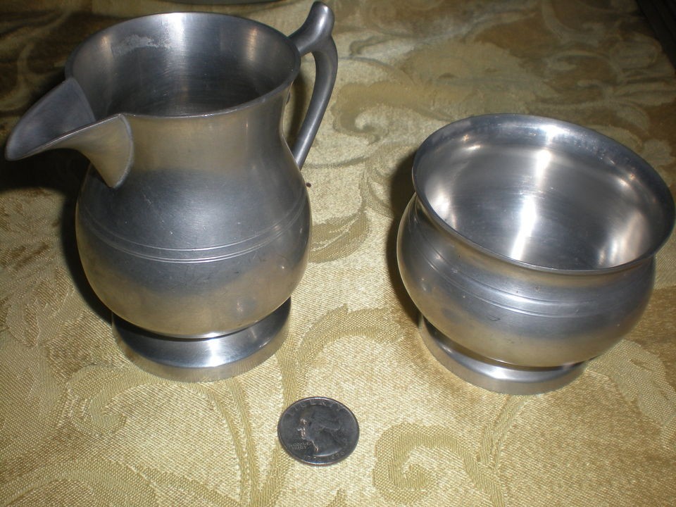 Pewter creamer / pitcher Woodbury Pewterers & bowl vintage