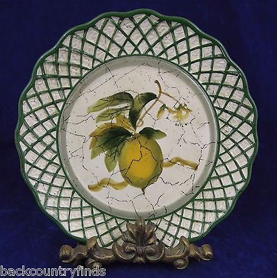 Raymond Waites Cornucopia 1 Salad Plate Lime Fruit Green Lattice 