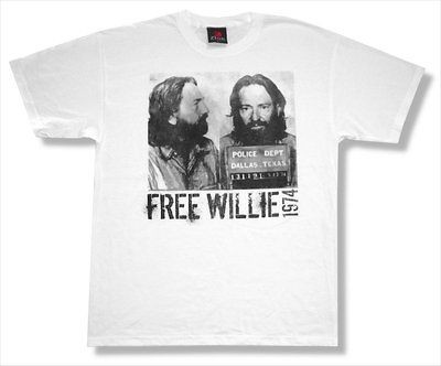 WILLIE NELSON   FREE WILLIE MUGSHOT WHITE T SHIRT   NEW ADULT MEDIUM 