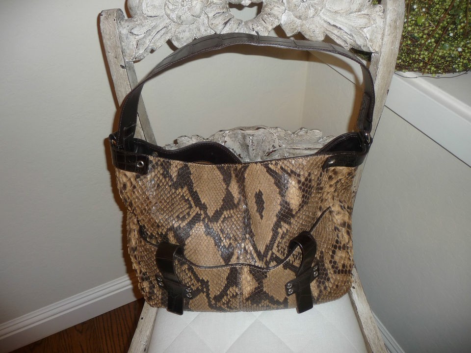 MAURO GOVERNA GENUINE PYTHON AND CROCODILE HANDBAG