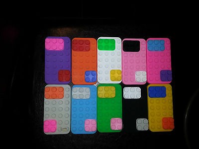 Retro Lego Brick Silicone Case Cover for iPhone 4G/4S Black, White 