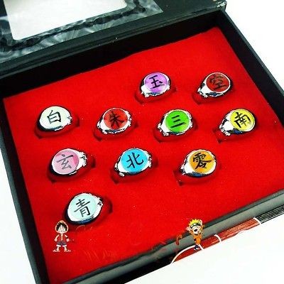 Hot Sell  Naruto Rings /10 pcs NARUTO Akatsuki Cosplay members Ring 