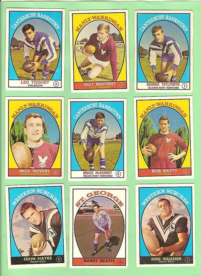 SET(44) 1968 SCANLENS SERIES 1 RUGBY LEAGUE CARDS