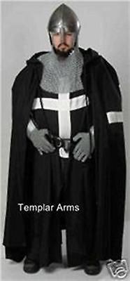 BLACK KNIGHT TUNIC, White Latin Cross, MEDIEVAL Knight Clothes 