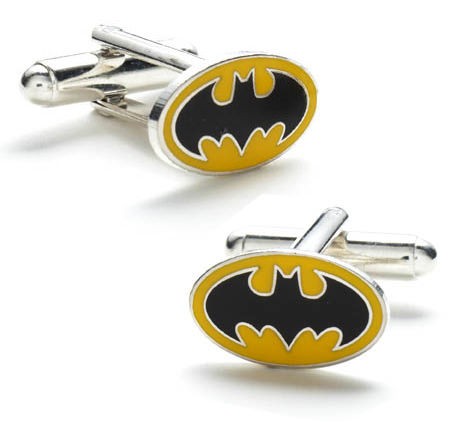 BRAND NEW BLACK ON YELLOW BATMAN CUFFLINKS INC GIFT BOX