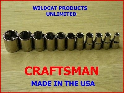 CRAFTSMAN 1/4 DRIVE 11 PIECE 6 POINT   SAE SOCKETS    