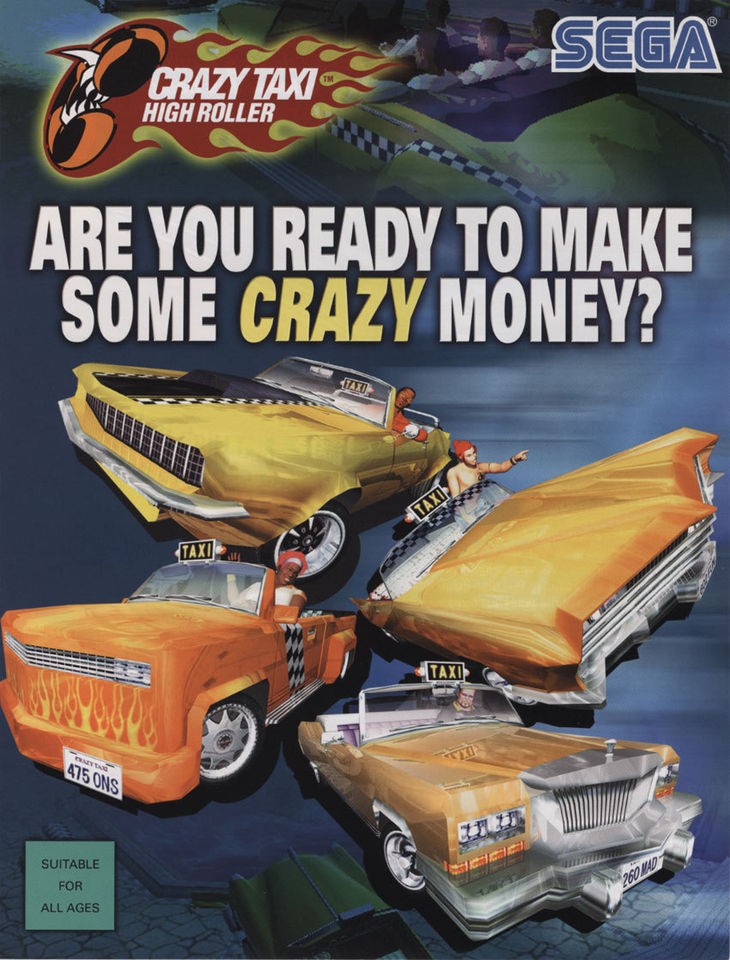 2003 SEGA CRAZY TAXI HIGH ROLLER VIDEO FLYER MINT