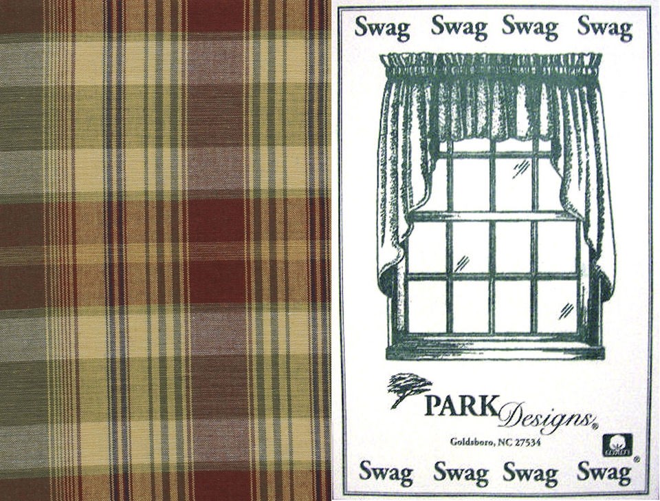 NEW   PARK DESIGNS SAFFRON SWAG PAIR   DEEP PLAID   CHOICE OF 1 OR SET 