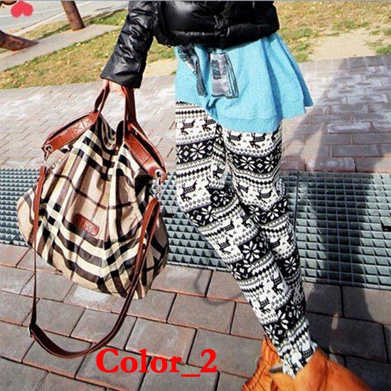 Knitted Colorful Crystal Pattern Leggings Tights Pants Casual 