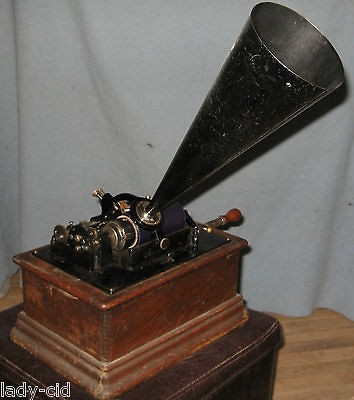 ANTIQUE EDISON STANDARD PHONOGRAPH CYLINDER REPRODUCER MODEL H WITH 