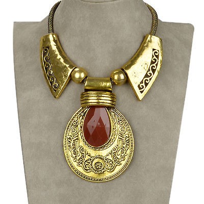   Collar Style 18K Gold Plated Vintage CZ Gem Necklace Pendant A79K