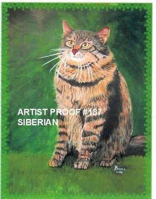 XMAS SALE ORIGINAL PAINTING BY LJH SIBERIAN FOREST C187,CAT 